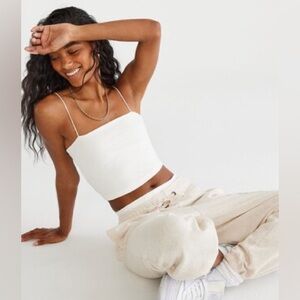 NWT AEROPOSTALE White Seriously Soft Cropped Organic Cotton Bungee Cami Size XXL